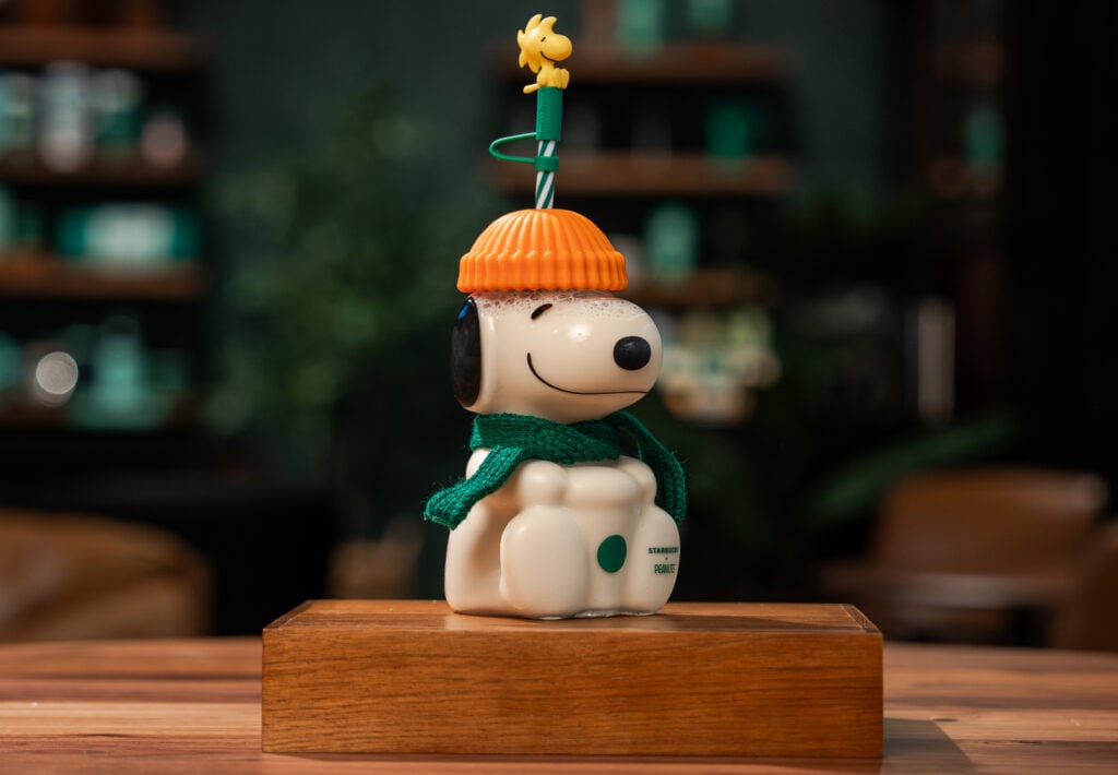 A Snoopy shaped clear cup